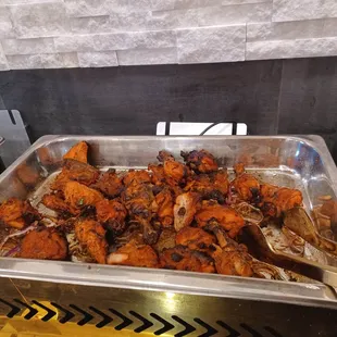 a tray of fried chicken