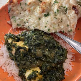 Saag paneer and garlic naan