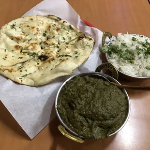 Garlic Naan, Saag Paneer