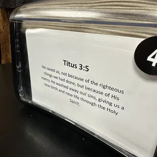 Bible verse at the table