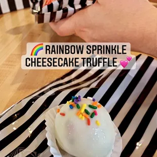 So creamy and not too sweet - the rainbow sprinkle cheesecake truffle