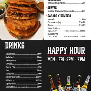 the menu for the restaurant