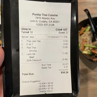 The discount she applied after getting aggressive with my friend and "banning us "