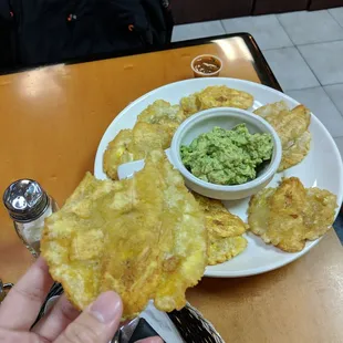 Tostones with guacamole