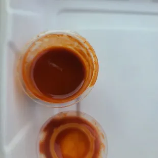 two sauces on a tray