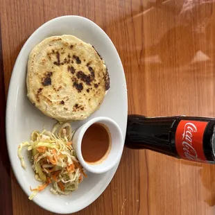 Pupusa  Stuffed with Cheese and Coca Cola Bottle