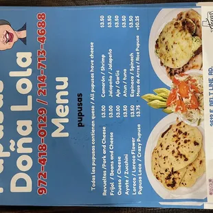 a menu for a restaurant