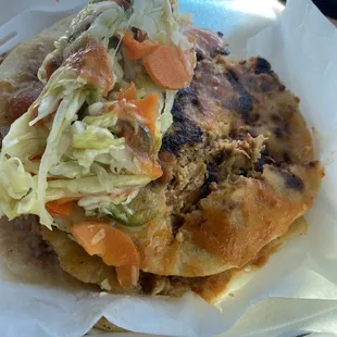 Two combinations and one shrimp. As soon as I took the first bite, I knew this is by far the best pupuas's I've ever tried. Soooo fire