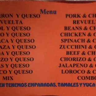 a menu for a restaurant