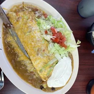 Smothered Burrito with steak.