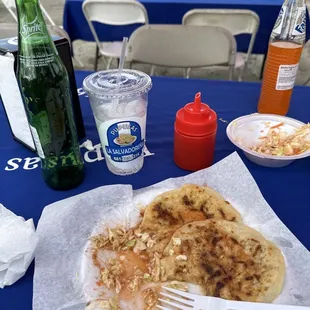 Two Pupusas and a drink
