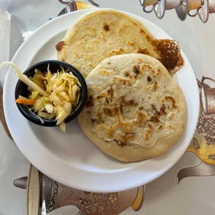 One mixed Pupusas and one Chicharrones Pupusas