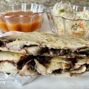 Vegan pupusa (cut in half)