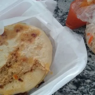 3 Papusas with side of slaw and sauce.