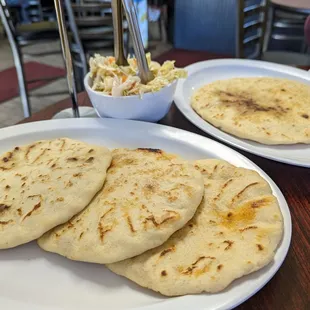 Pupusas and cabbage slaw