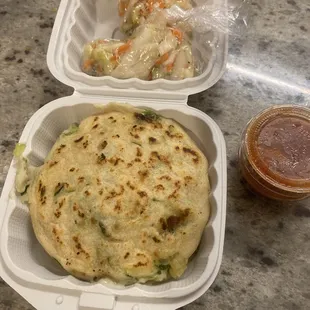 Beef vegetable and cheese pupusa