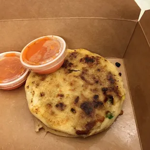 Chicken and cheese; pork and cheese Pupusas