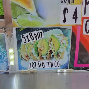 menu, tacos