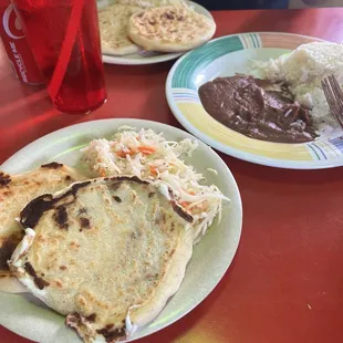 Pupusas with rice and beans. FANTASTIC!