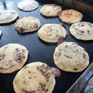 Pupusas with beans &amp; cheese inside