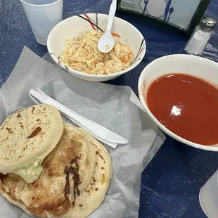 Cheese and el Salvadoran, chicken and cheese, pork and cheese