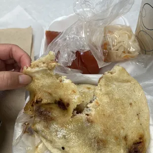 pupusa- beef, beans and cheese
