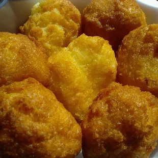 fried dough-balls w/ sugar syrup and corn soup