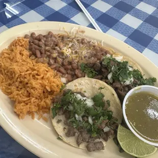 Combination plate- 2 tacos (asada)