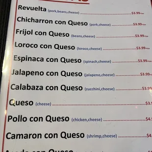 the menu