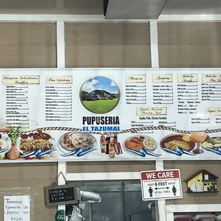 Menu without pricing