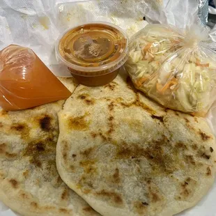 I ordered two chicharon pulpusas.  And all the fixings.