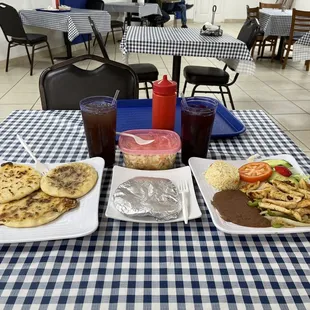 two plates of food on a table