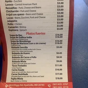 menu