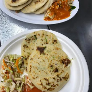 two plates of food on a table