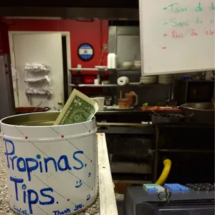 a bucket with money in it