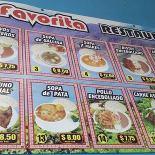 a menu for a restaurant