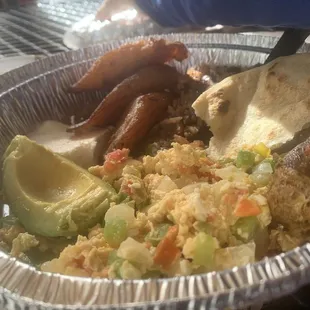 Desayuno típico: typical Salvadoran breakfast (available all day). Very generous portion.