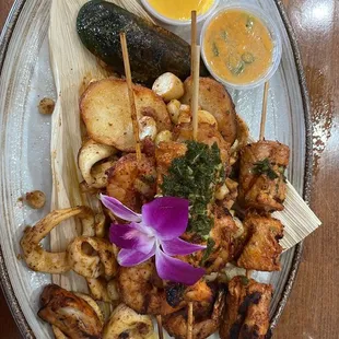 This plate was amazing. I forgot the name but it&apos;s all seafood grilled with the potatoes so it&apos;s very low in carbs highly recommend it.
