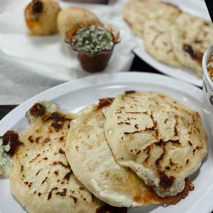 Close up of pupusas
