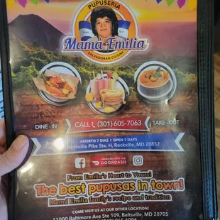 Cover of large menu