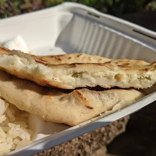 Cheese w/ Loroco (a flower) pupusa - 3 stars. A little heavy on the cheese, which was pretty congealed. Fri takeout lunch 2022-01-28