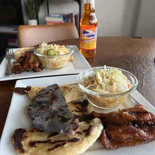 two plates of food on a table