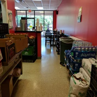 Inside. View from restroom hallway.