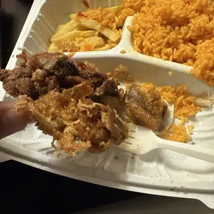 This plate of fried chicken and fries