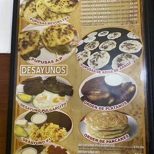 a menu for a restaurant