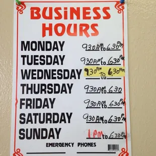 Their hours.