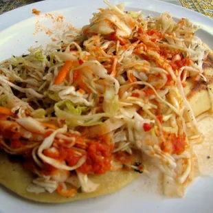 The pupusas are delicious - the cabbage sauce adds flavor