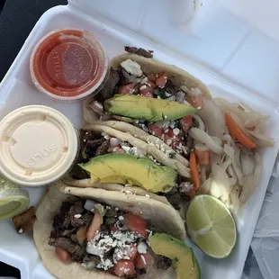 Steak tacos #2 with sour cream and salsa