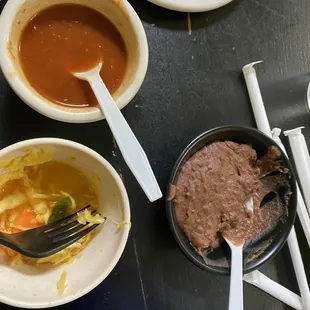 Slaw, beans, red sauce.  So good