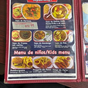 Soups and kids menu 2023